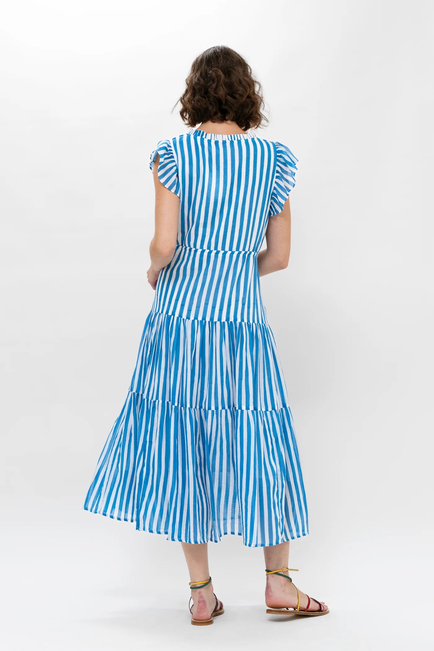 Cinched Flirty Midi Dress in Playa Blue