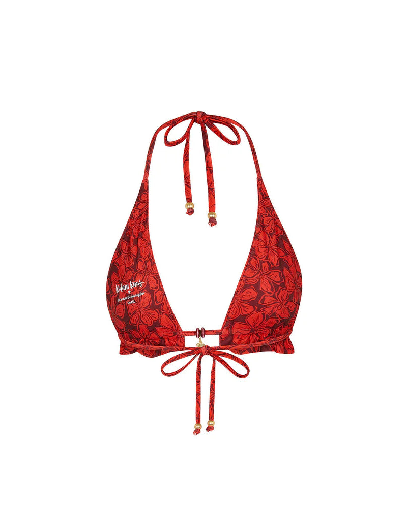 Frill Halter Bralette Bikini Top | Sassy Sangria