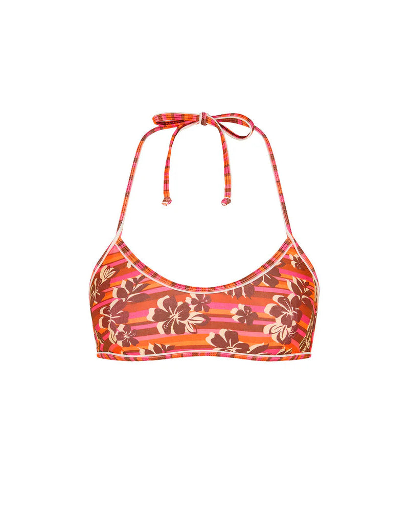 Double Bind Crop Halter Bikini Top | Sunkissed Stripe