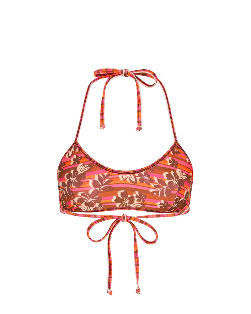 Double Bind Crop Halter Bikini Top | Sunkissed Stripe