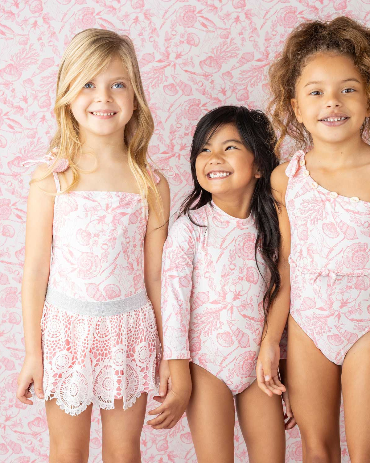 Girls One Piece & Skirt Swimsuit | Seaside Toile