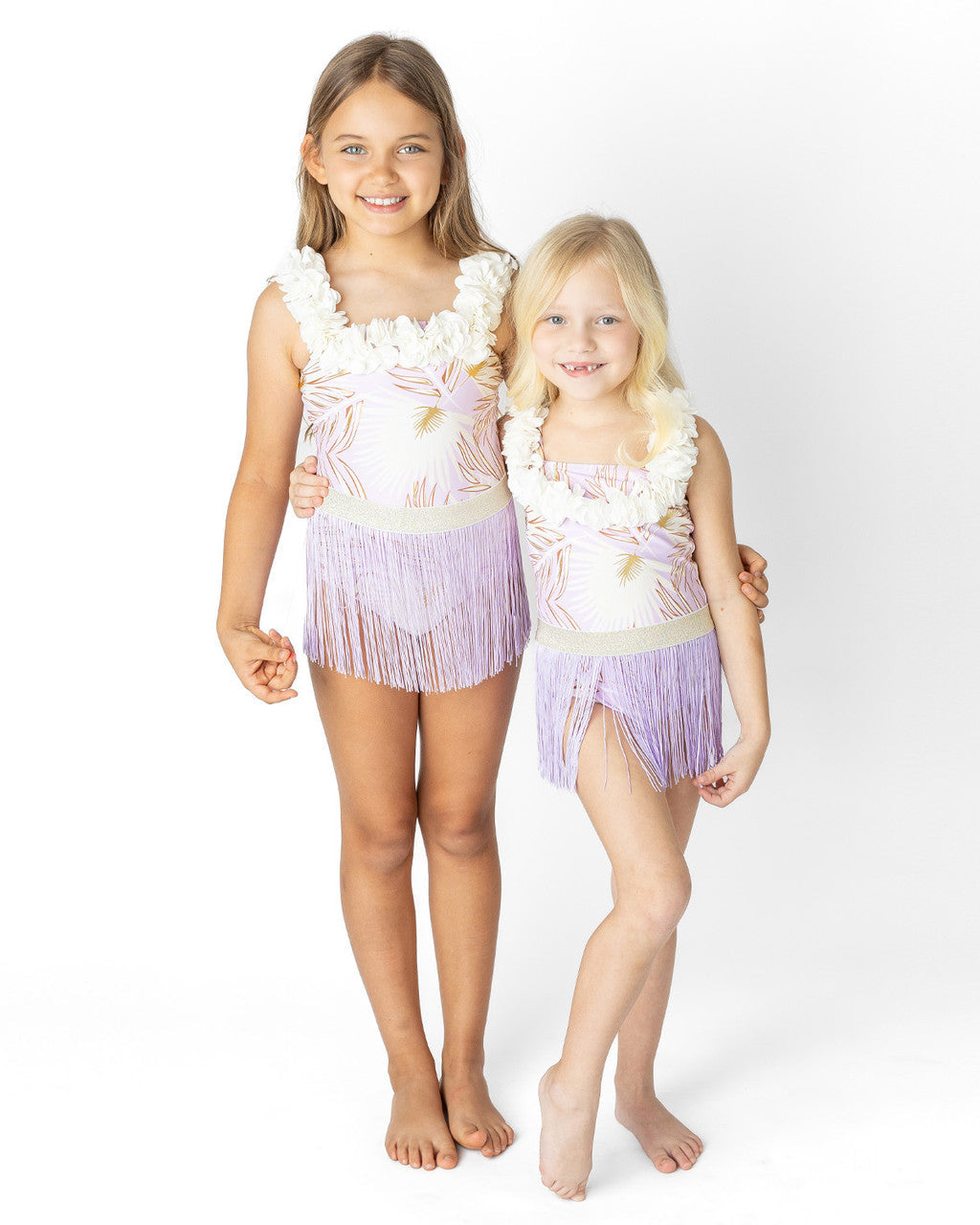 Girls Hula One Piece & Skirt Swim Set | Purple Metallic