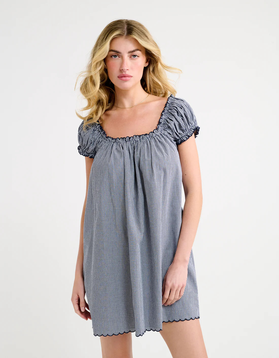 Slowtide Mini Dress | Navy Gingham