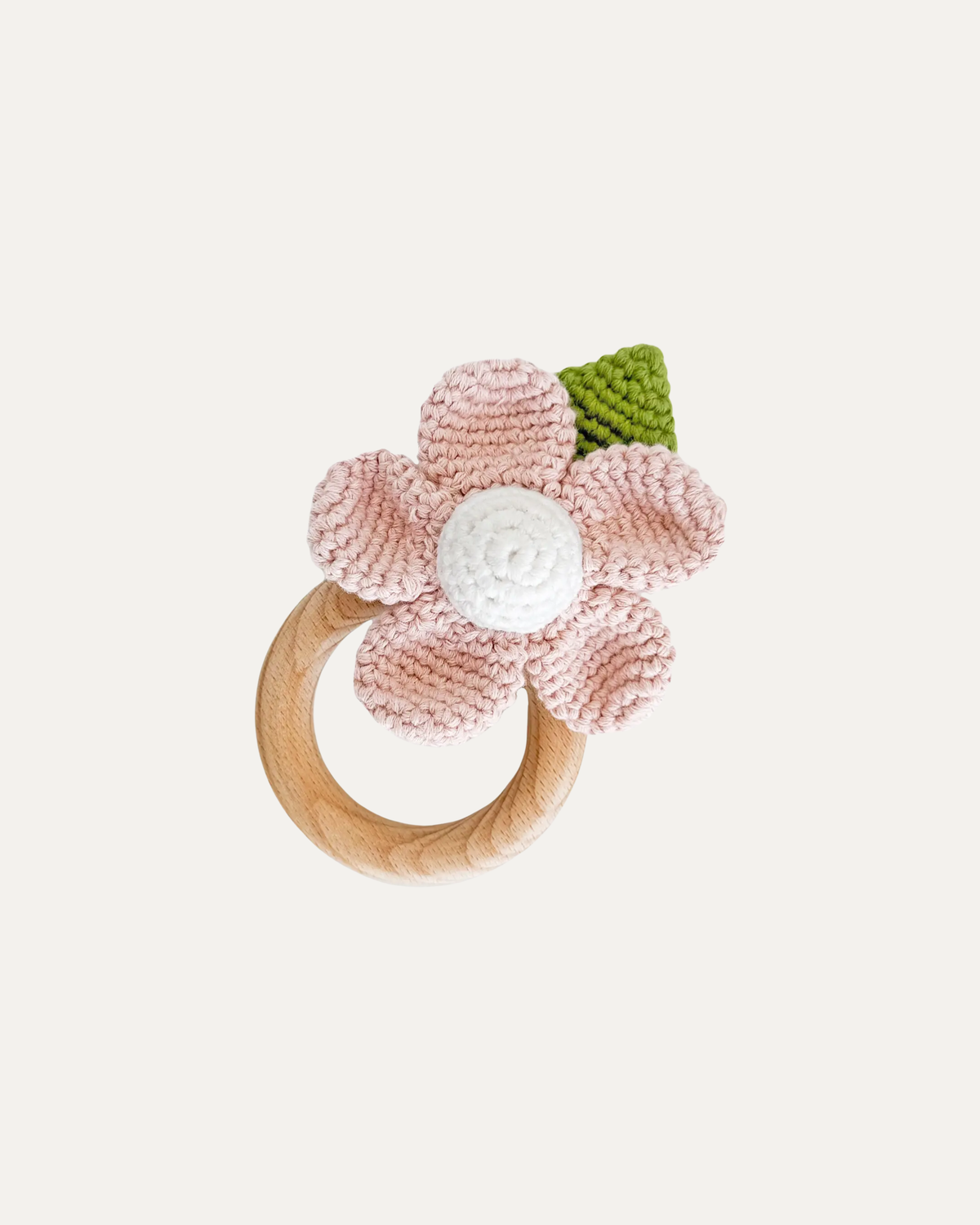 Pink Crochet Flower Rattle Teether