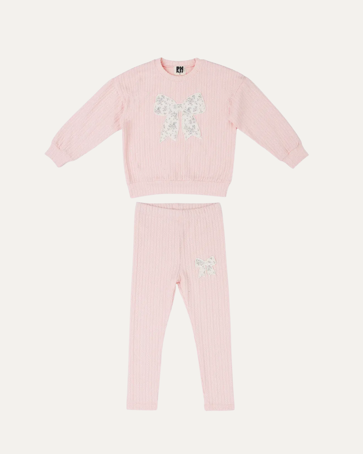 Nataly Pink Bow Sweatshirt Set