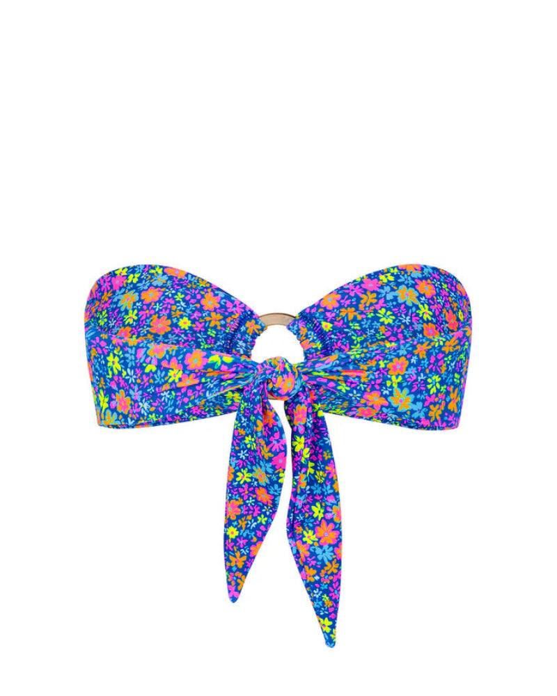 Multicolored floral bandeau top on a white background