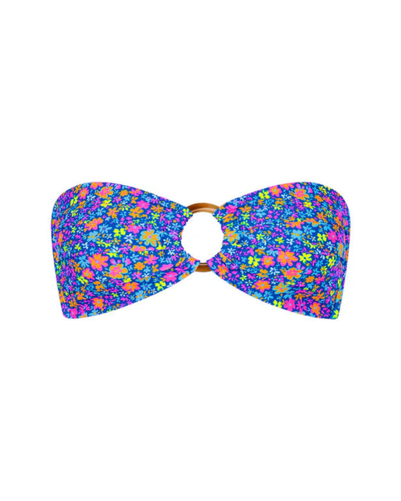 Colorful floral-patterned bow tie on a white background