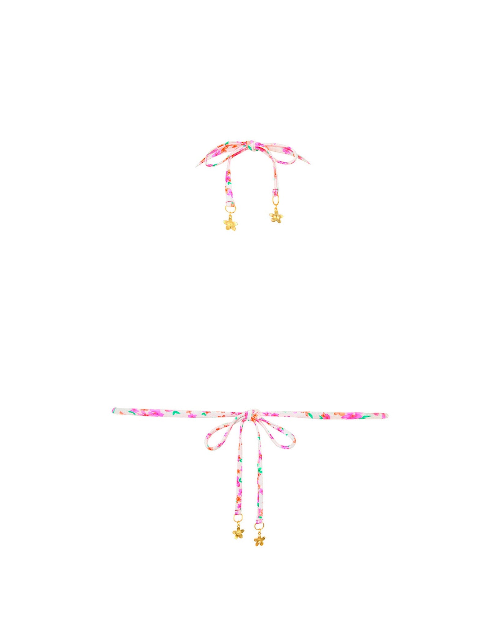 Classic Tie Halter Bikini Top | Flamingo Flora