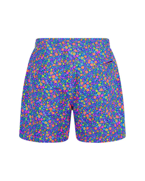 Colorful patterned shorts on a white background