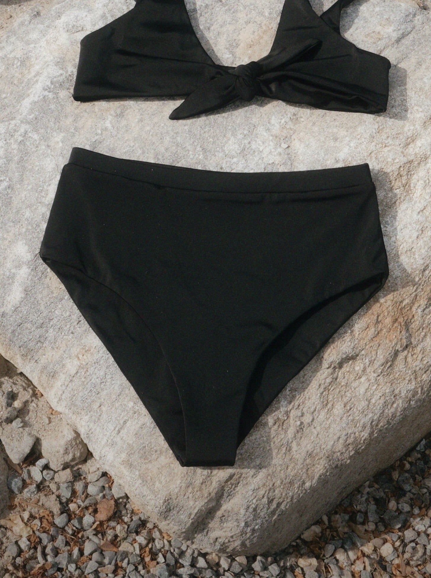 Lacy High Waisted Bikini Bottom | Black
