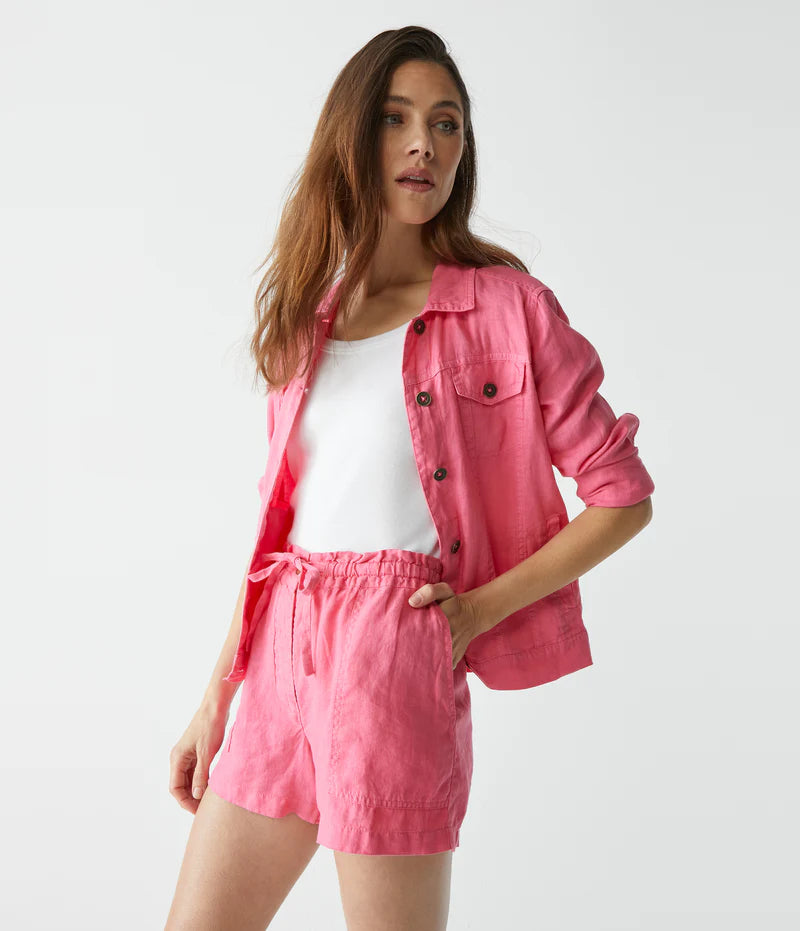 Paulette Linen Short | Flamingo
