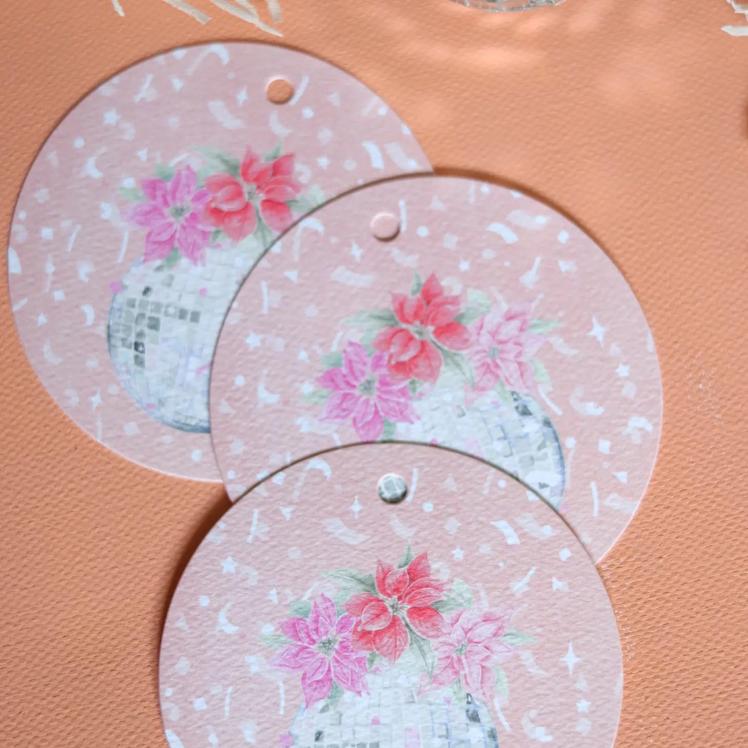 Disco Poinsettia Gift Tags