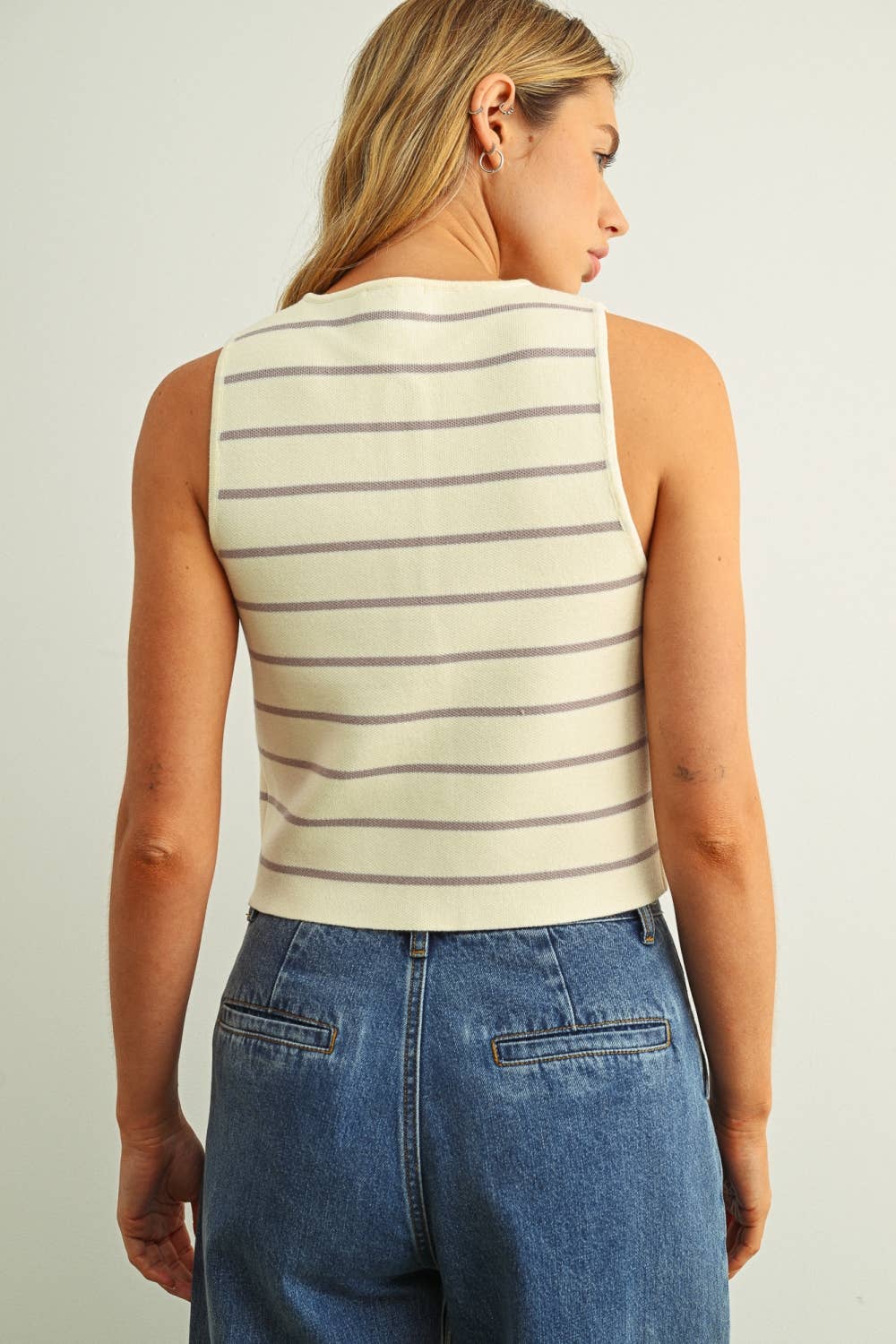 Striped Noa Button Front Knit Tank