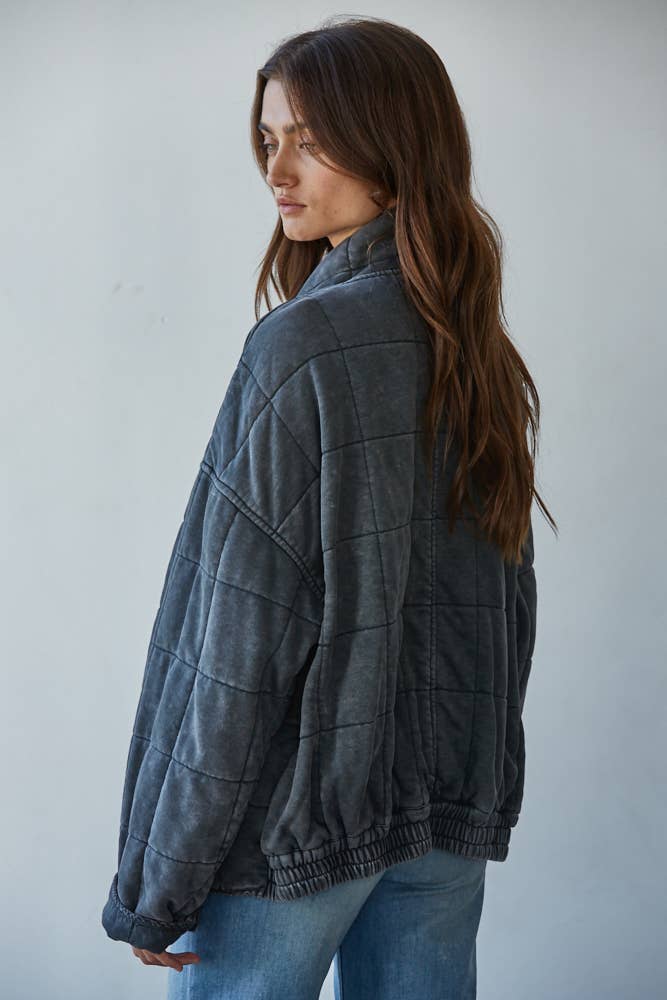 Washed Quilted Knit Jacket