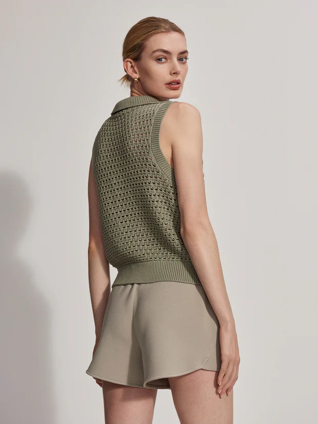 Bains Half Zip Tank in Seagrass