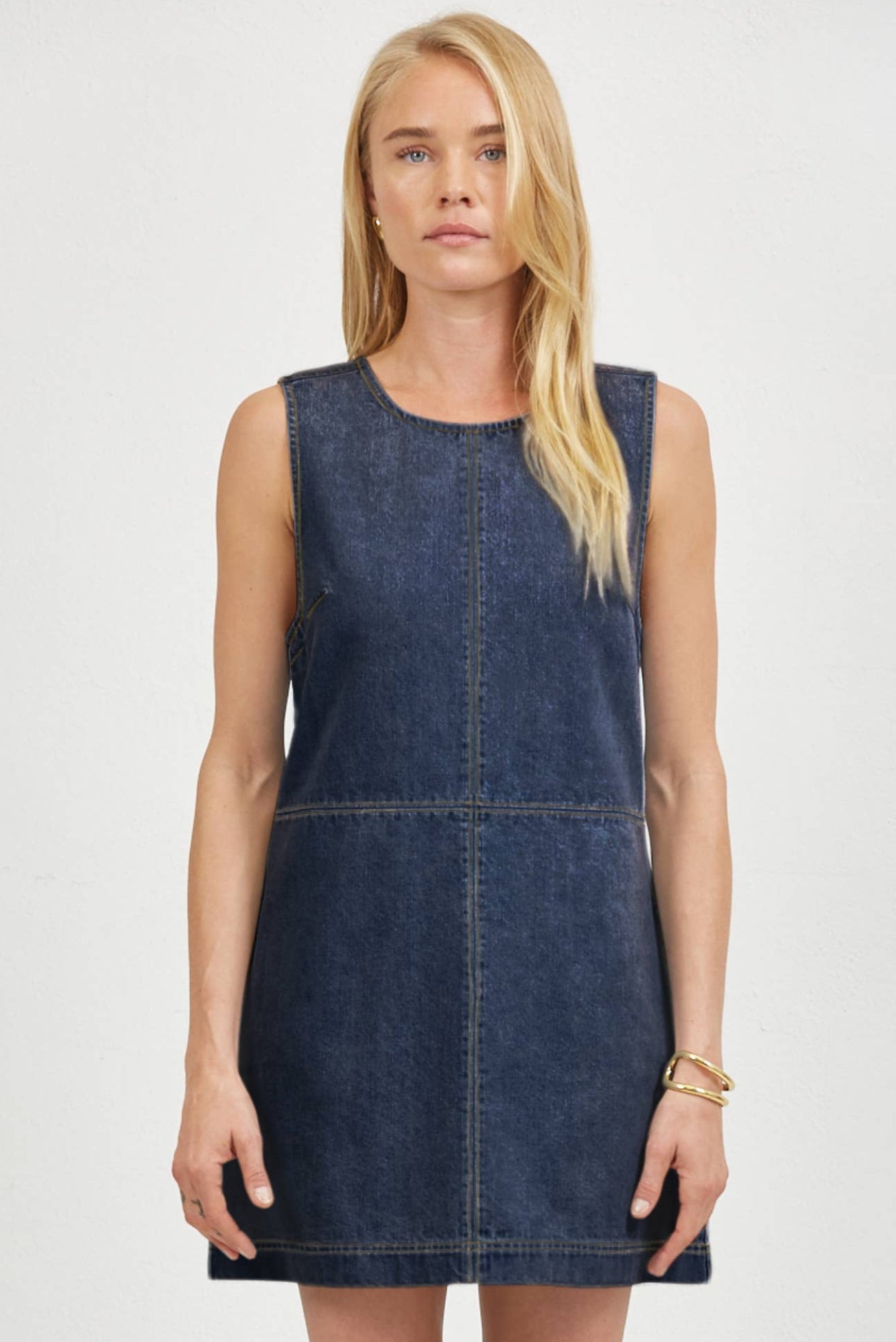 Cape Denim Shift Dress