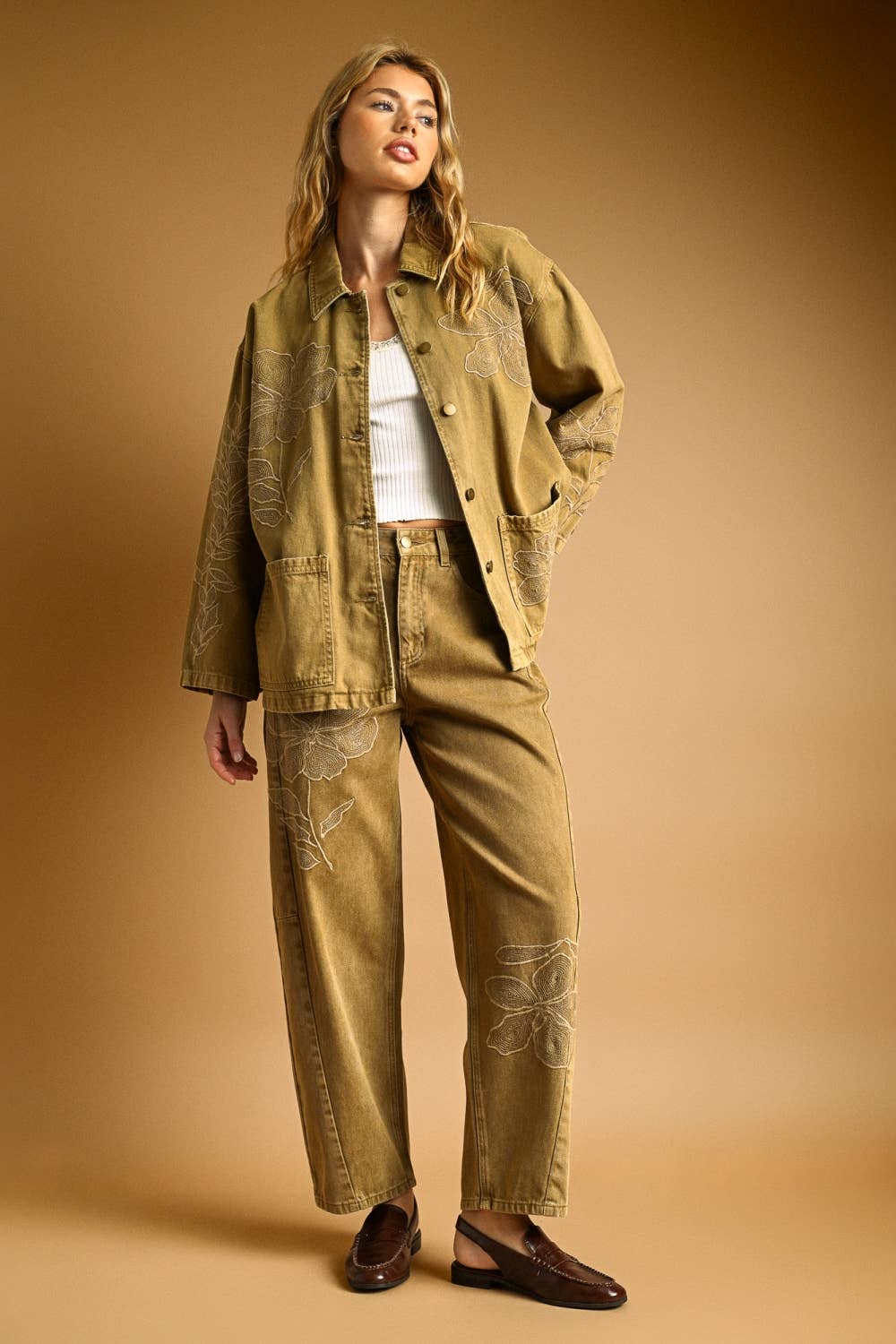Oversized Embroidered Peony Jacket