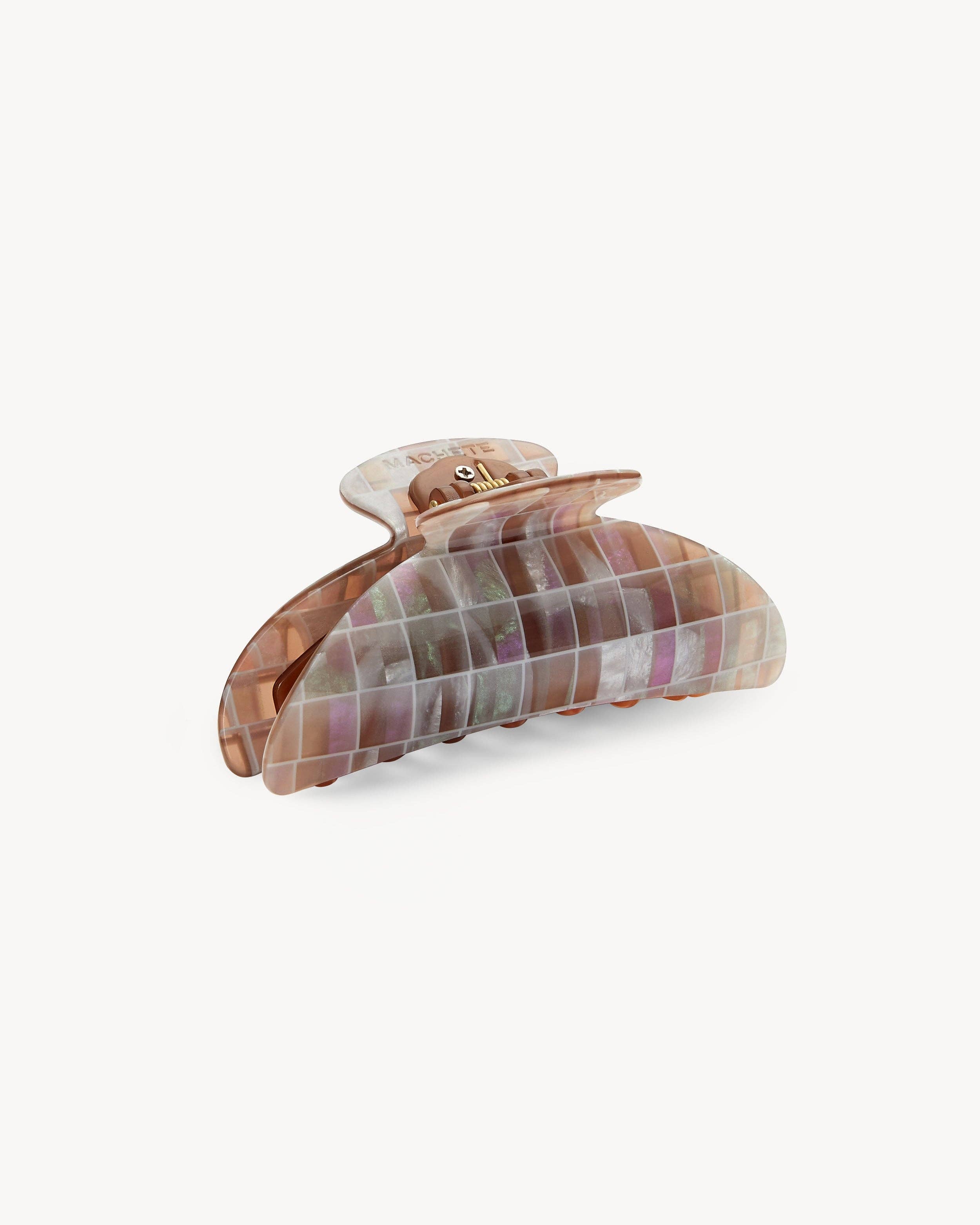 Midi Heirloom Claw in Brown Shell Checker