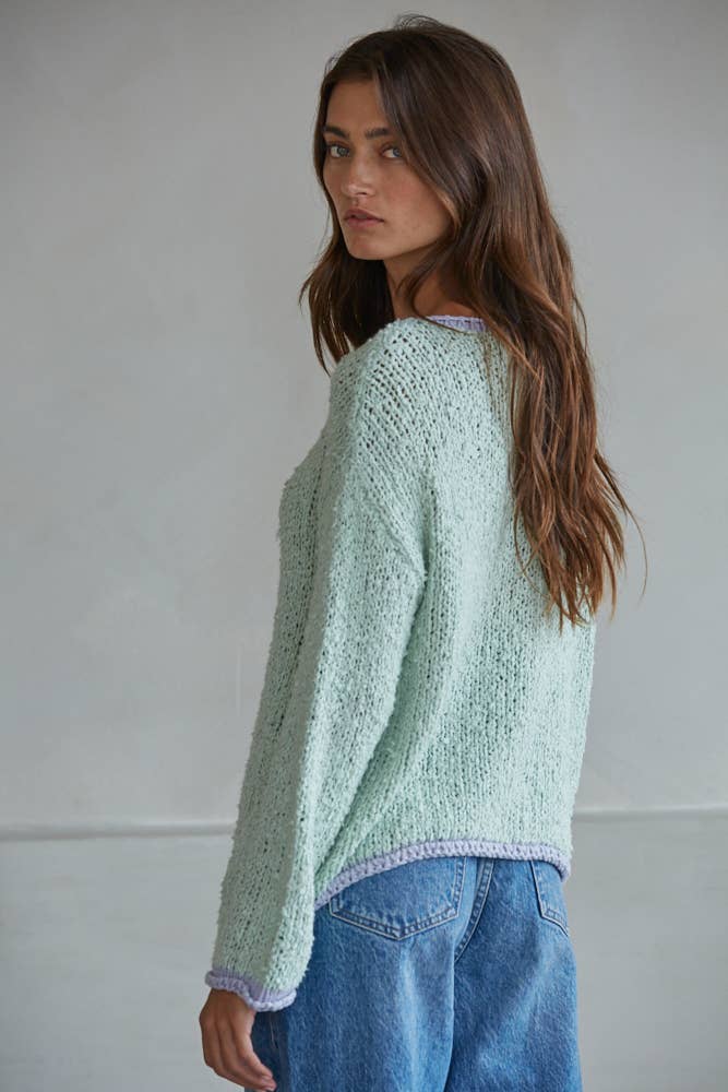 Contrast Trim Knit Sweater