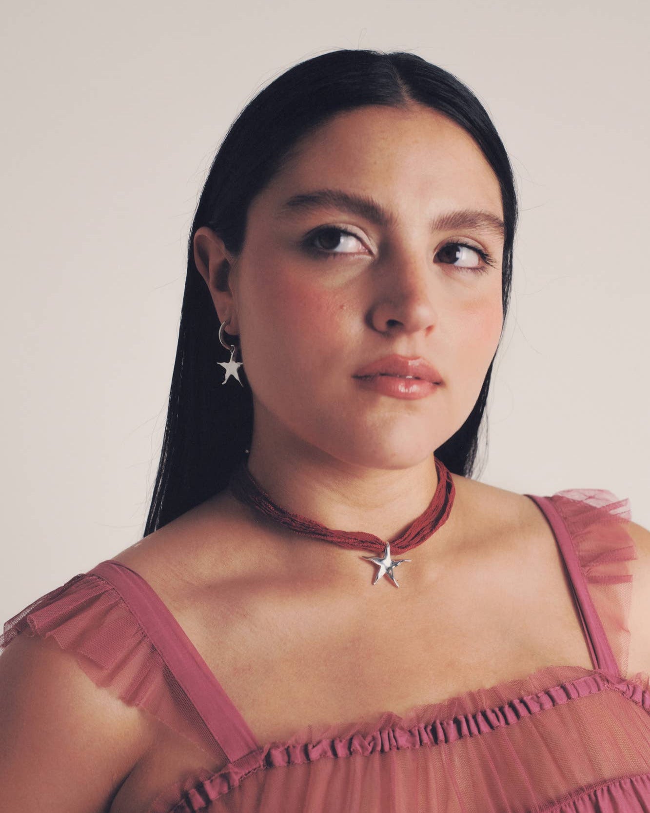 Estelle on Fairy Silk Necklace | Scarlet & Sterling Silver