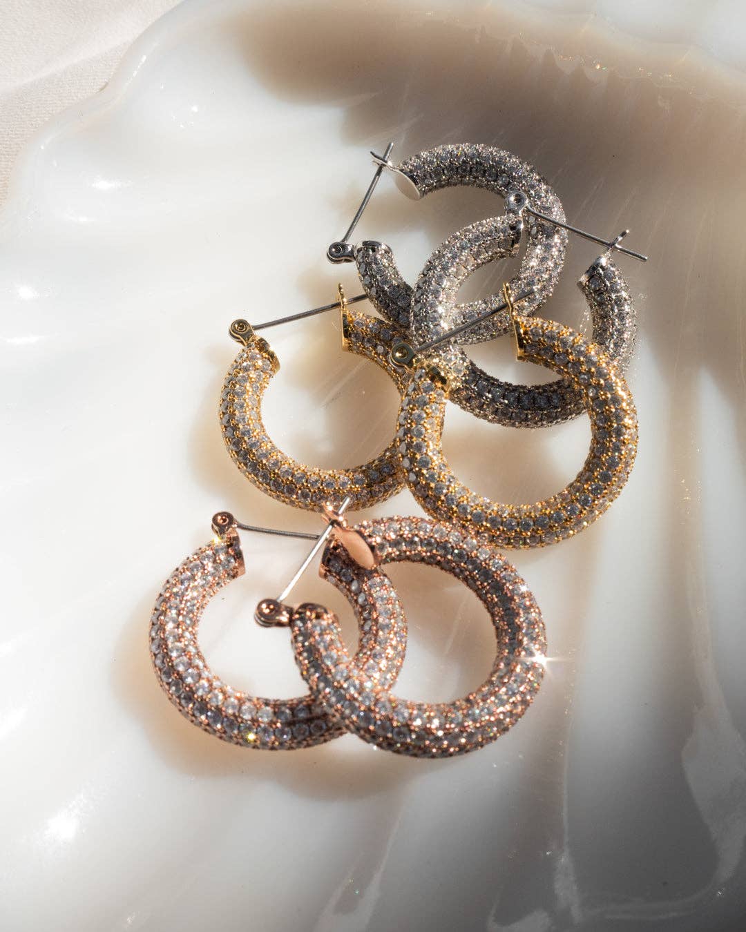 Pave Baby Amalfi Hoops | Gold