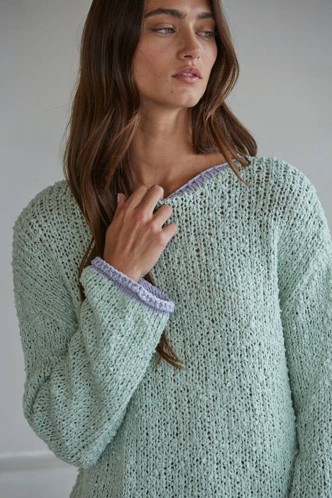 Contrast Trim Knit Sweater