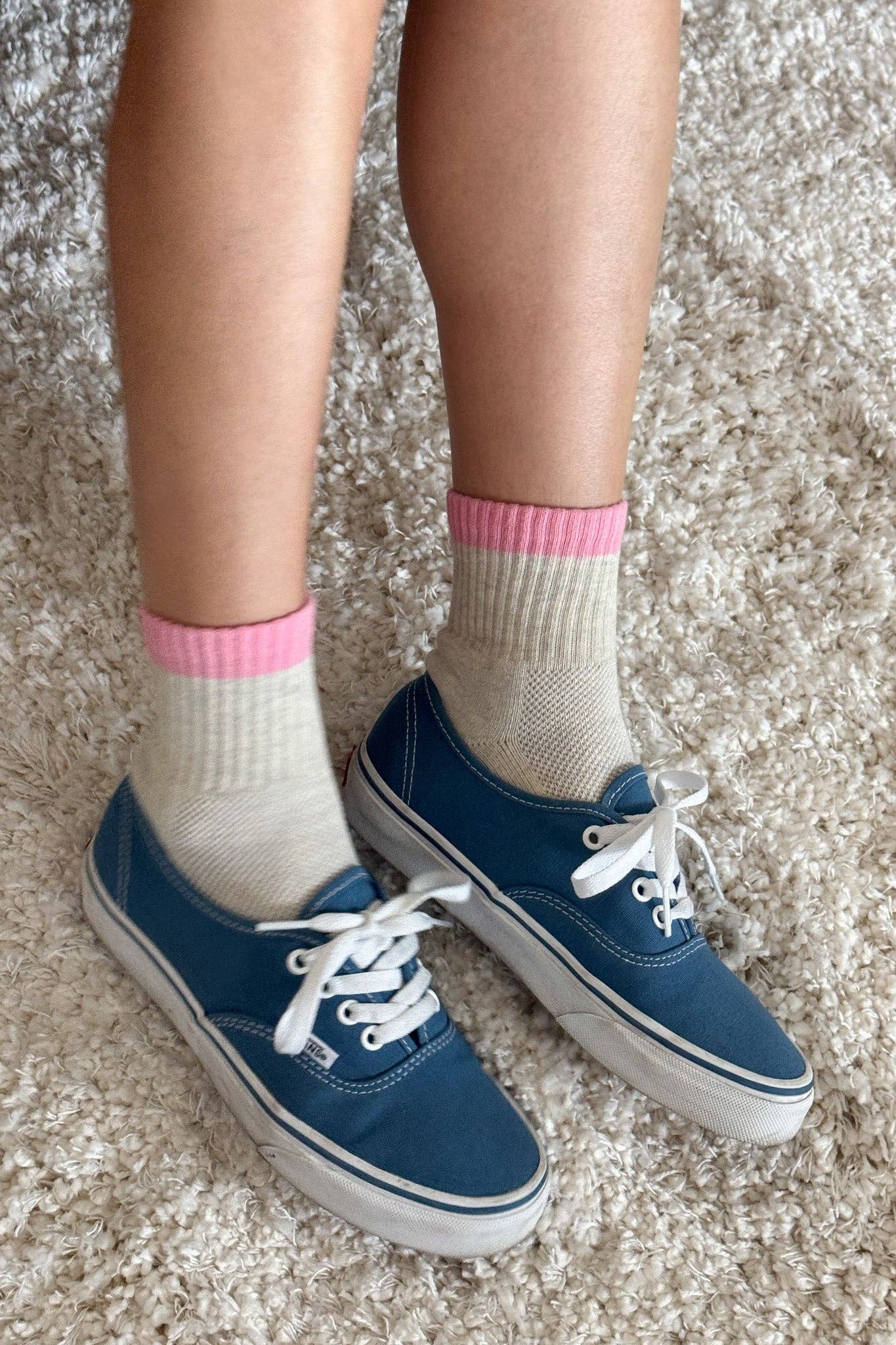 Color Block Girlfriend Socks in Grey Pink