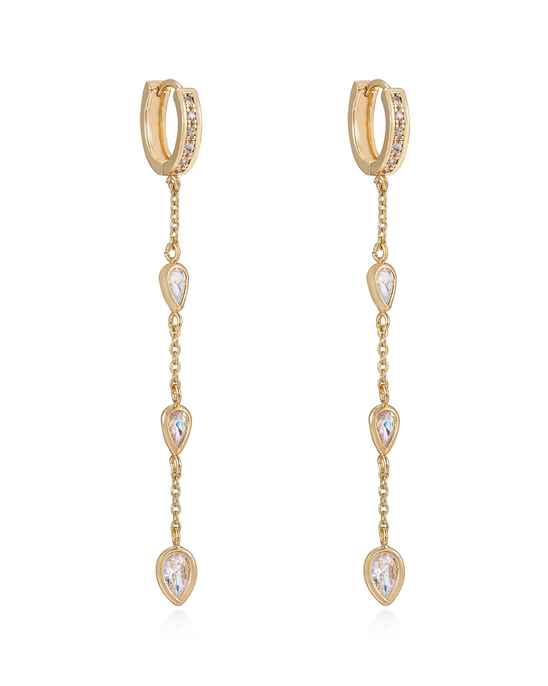Bezel Crystal Huggie Dangle Earrings