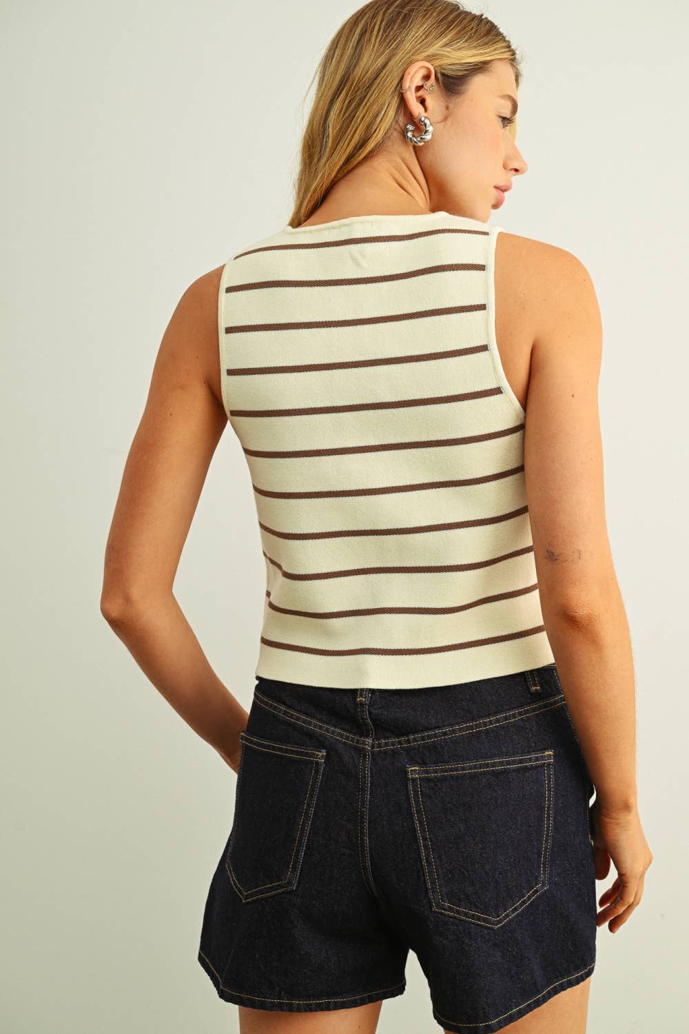 Striped Noa Button Front Knit Tank