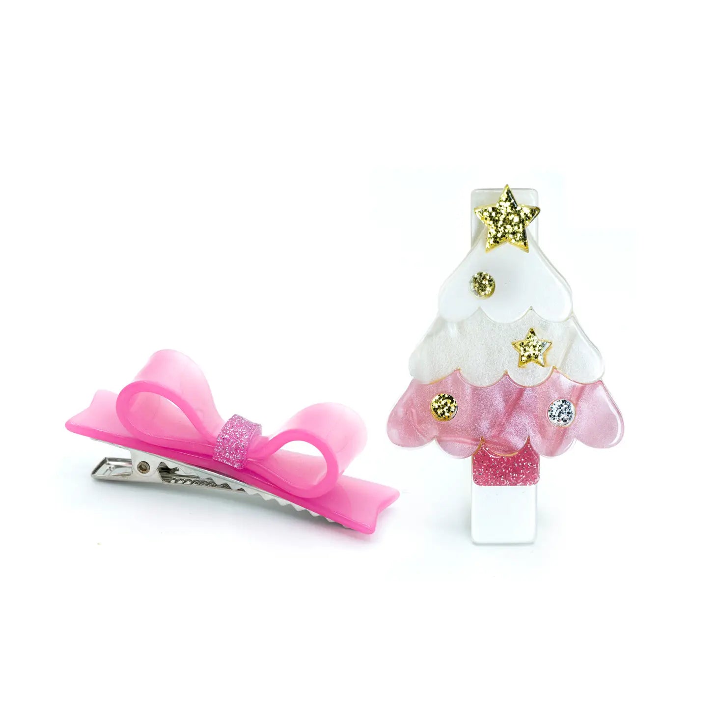 Pink Christmas Tree Alligator Clips