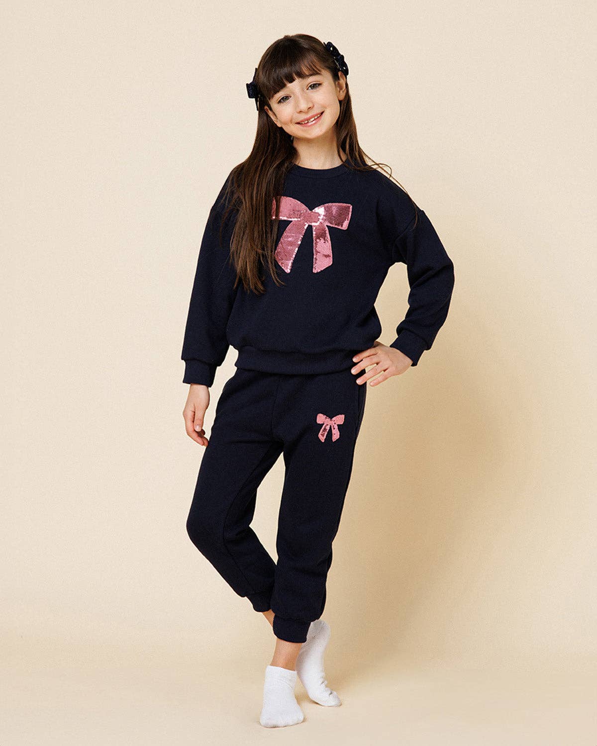 Lulu Bow Sweatshirt | Navy