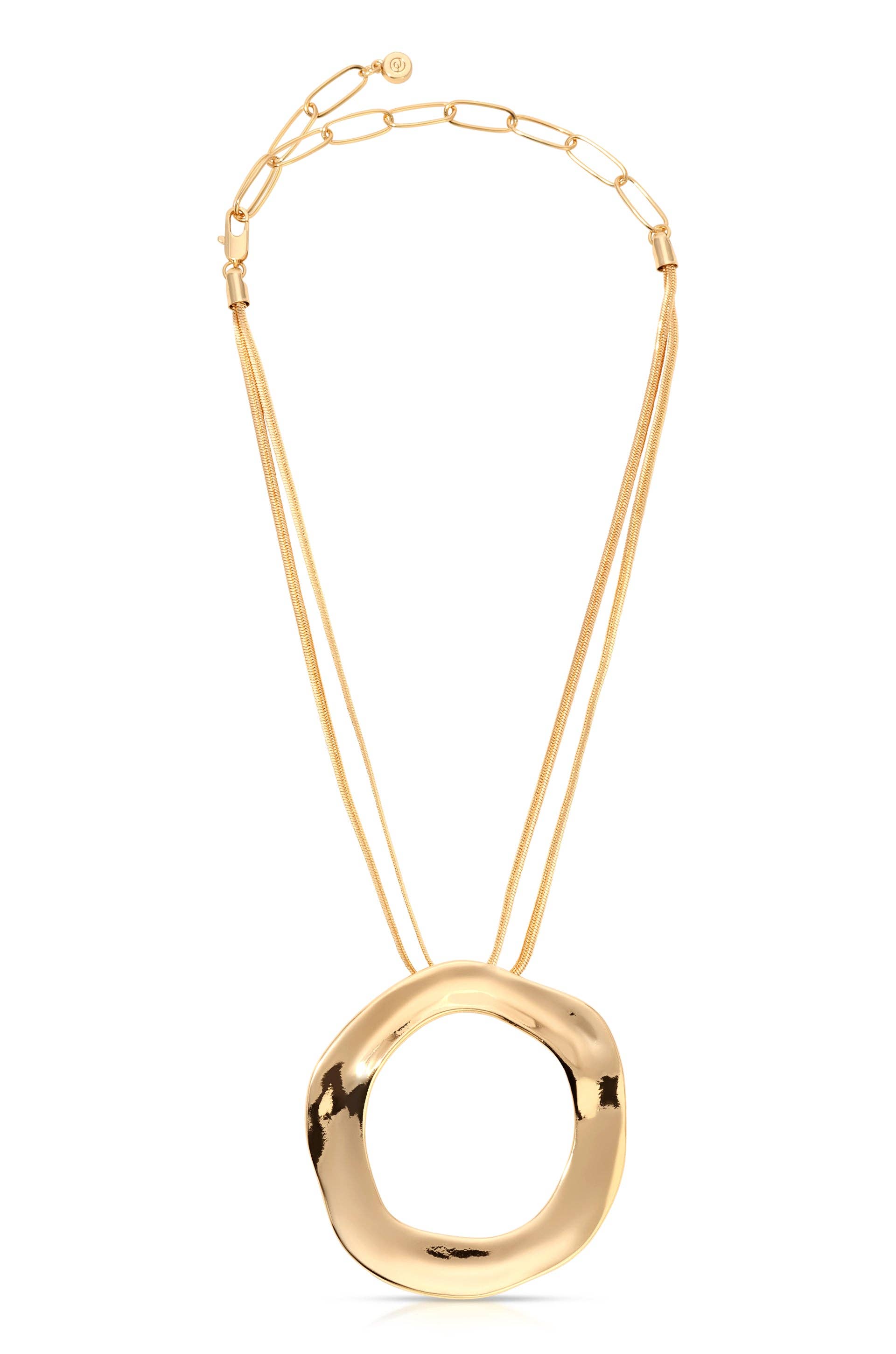 Open Circle Statement Necklace | Gold
