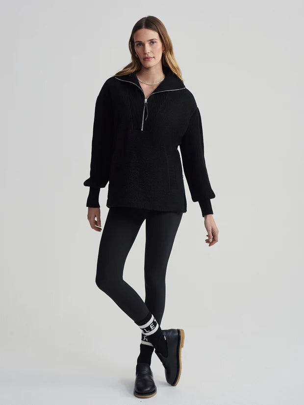 Theresa Half Zip Fleece Combo in Black