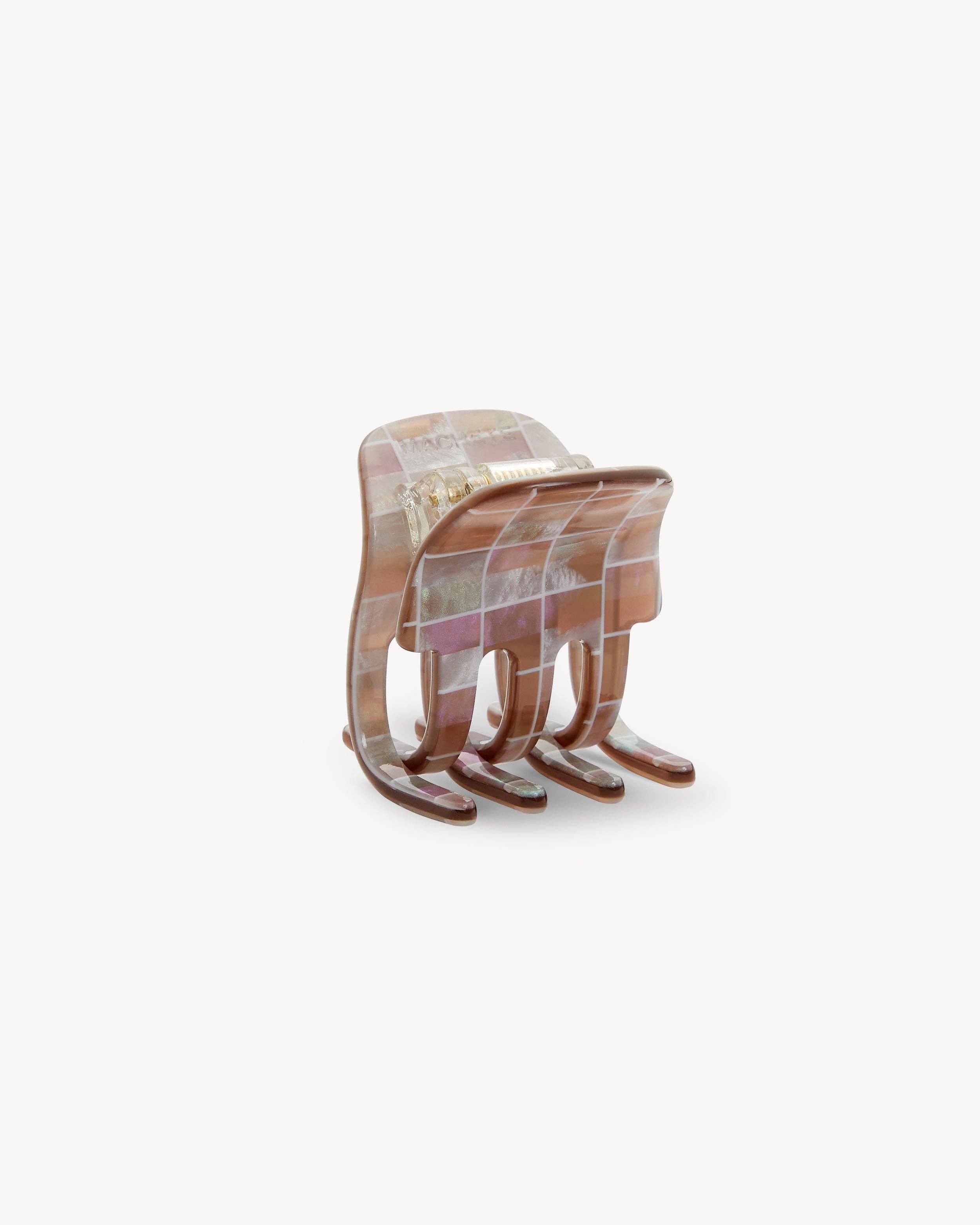 Mini Claw in Brown Shell Checker