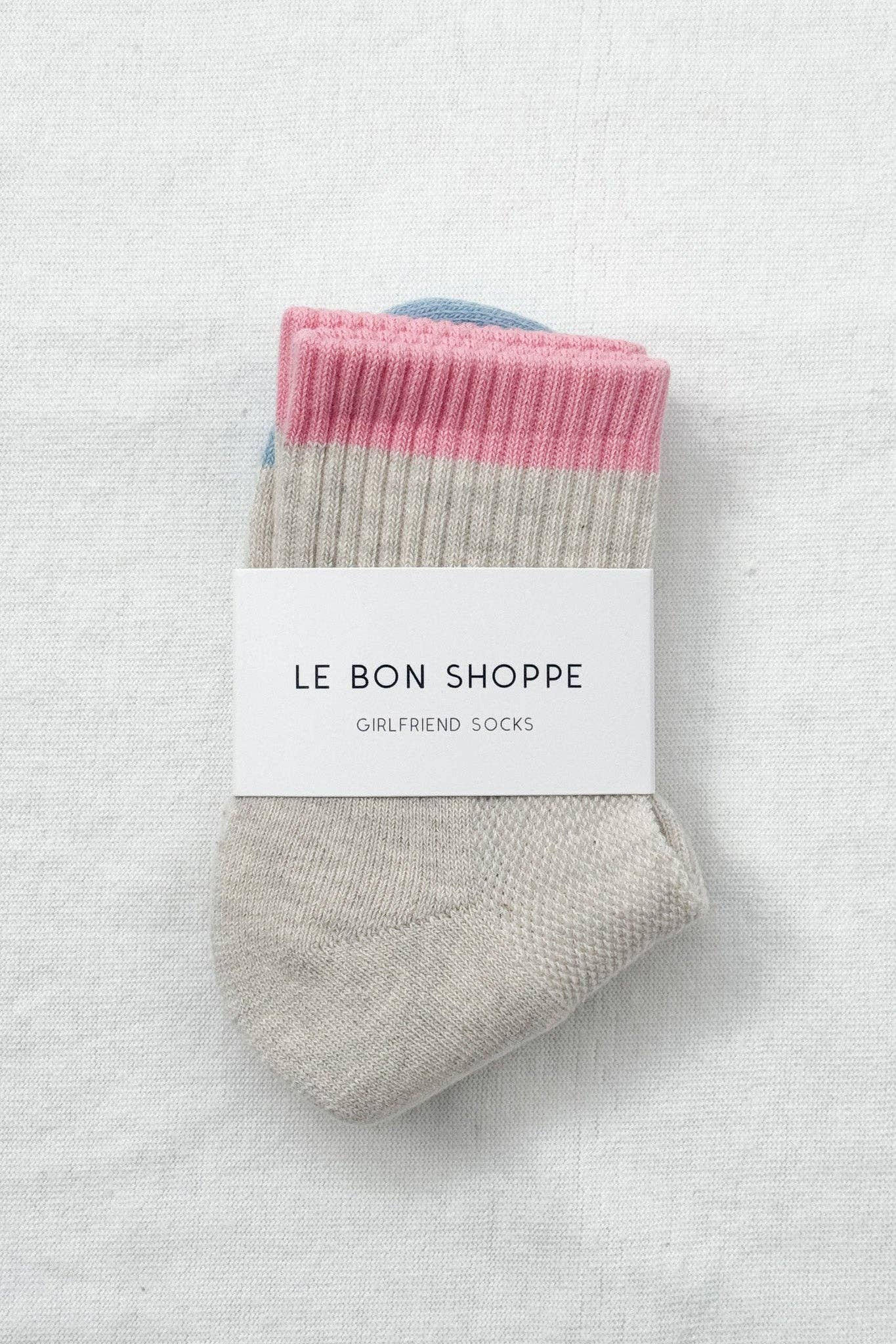 Color Block Girlfriend Socks in Grey Pink