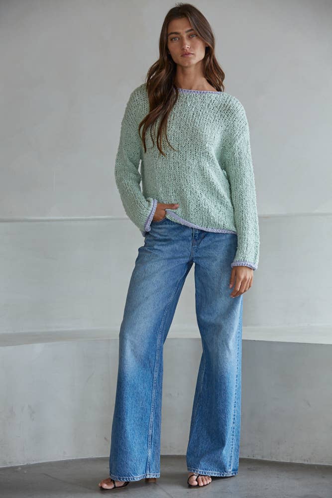 Contrast Trim Knit Sweater