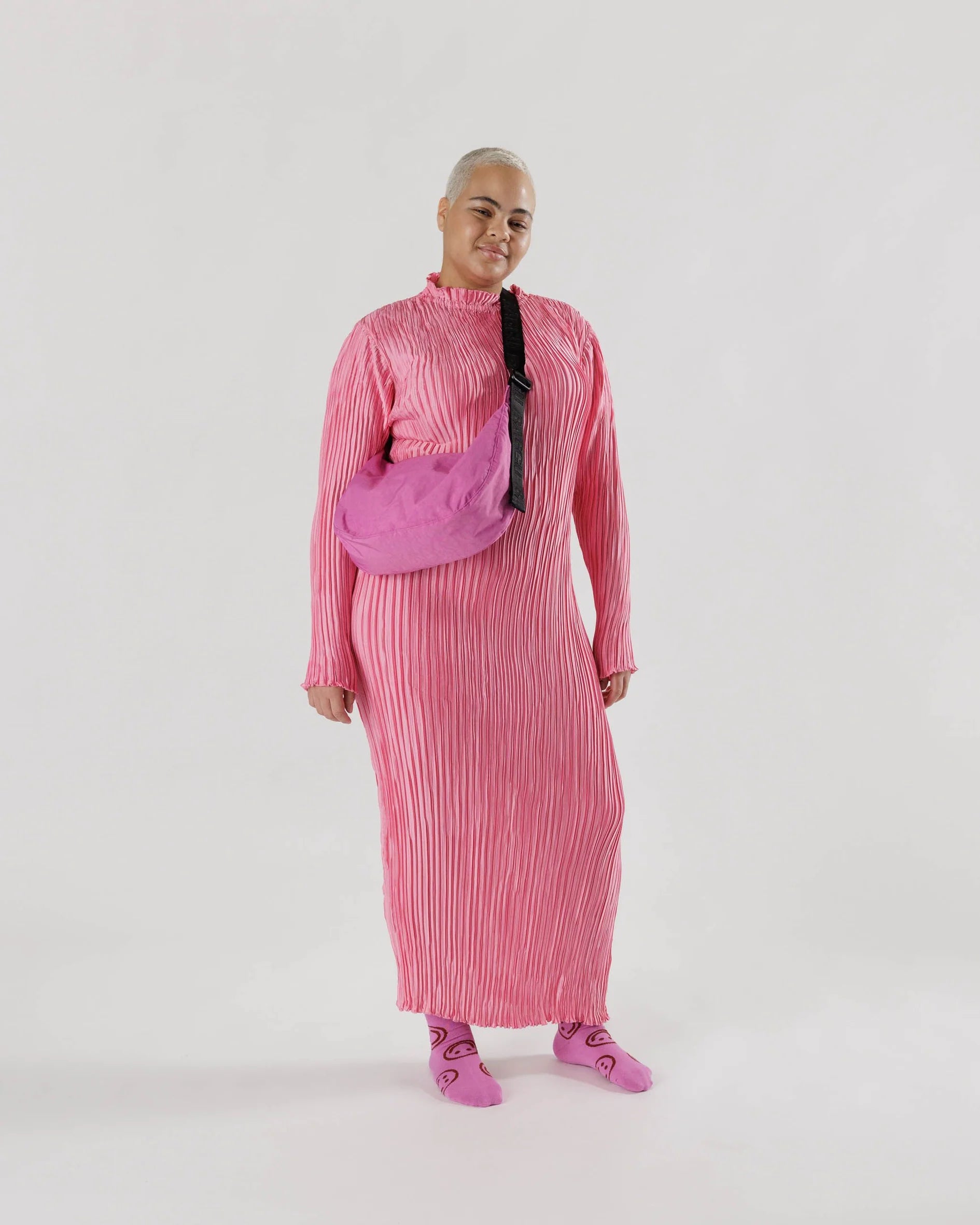 Medium Nylon Crescent Bag | Extra Pink