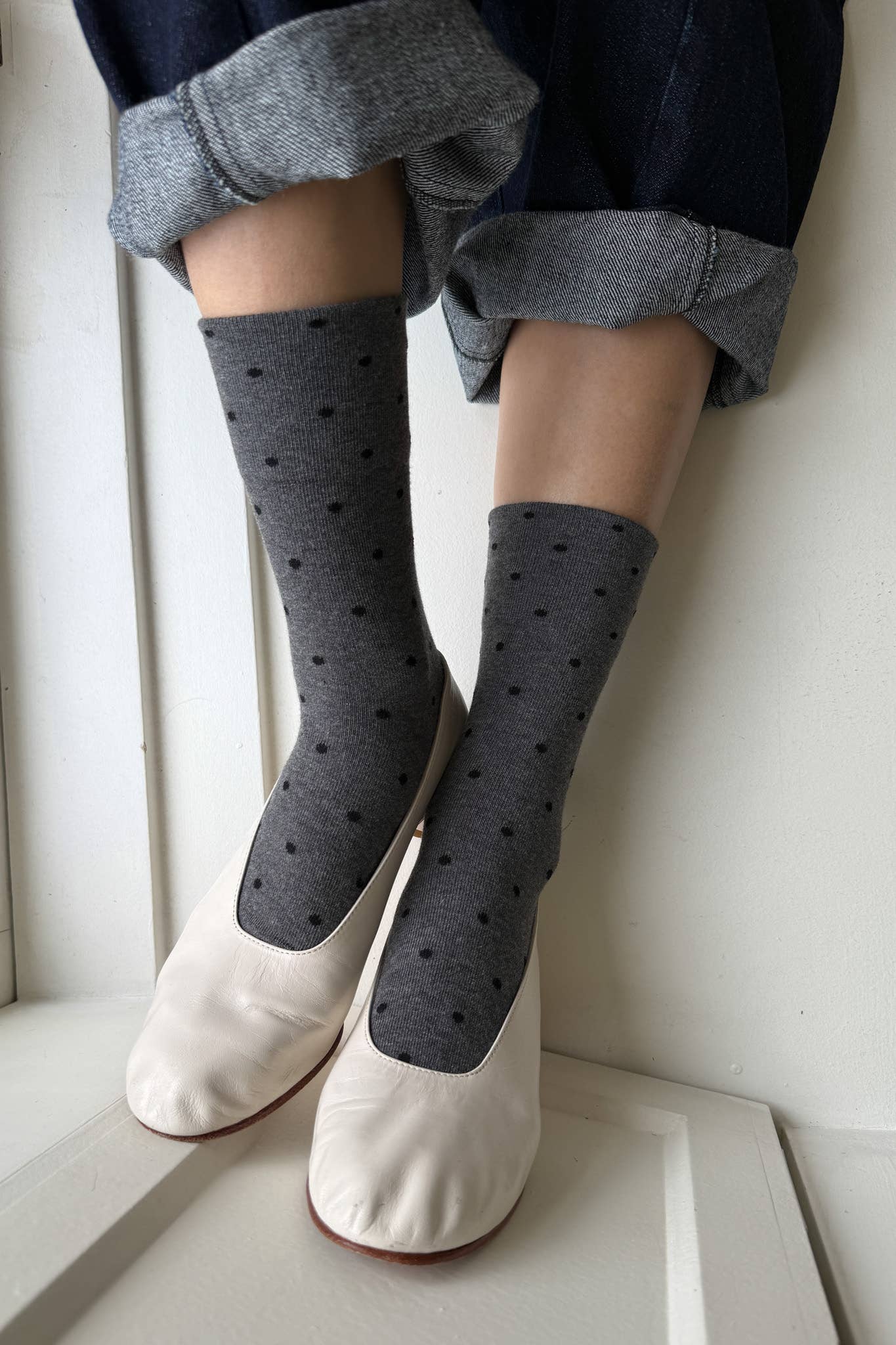 Sneaker Socks Polka Dot | Charcoal Black