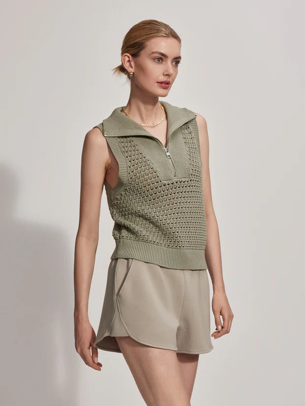 Bains Half Zip Tank in Seagrass