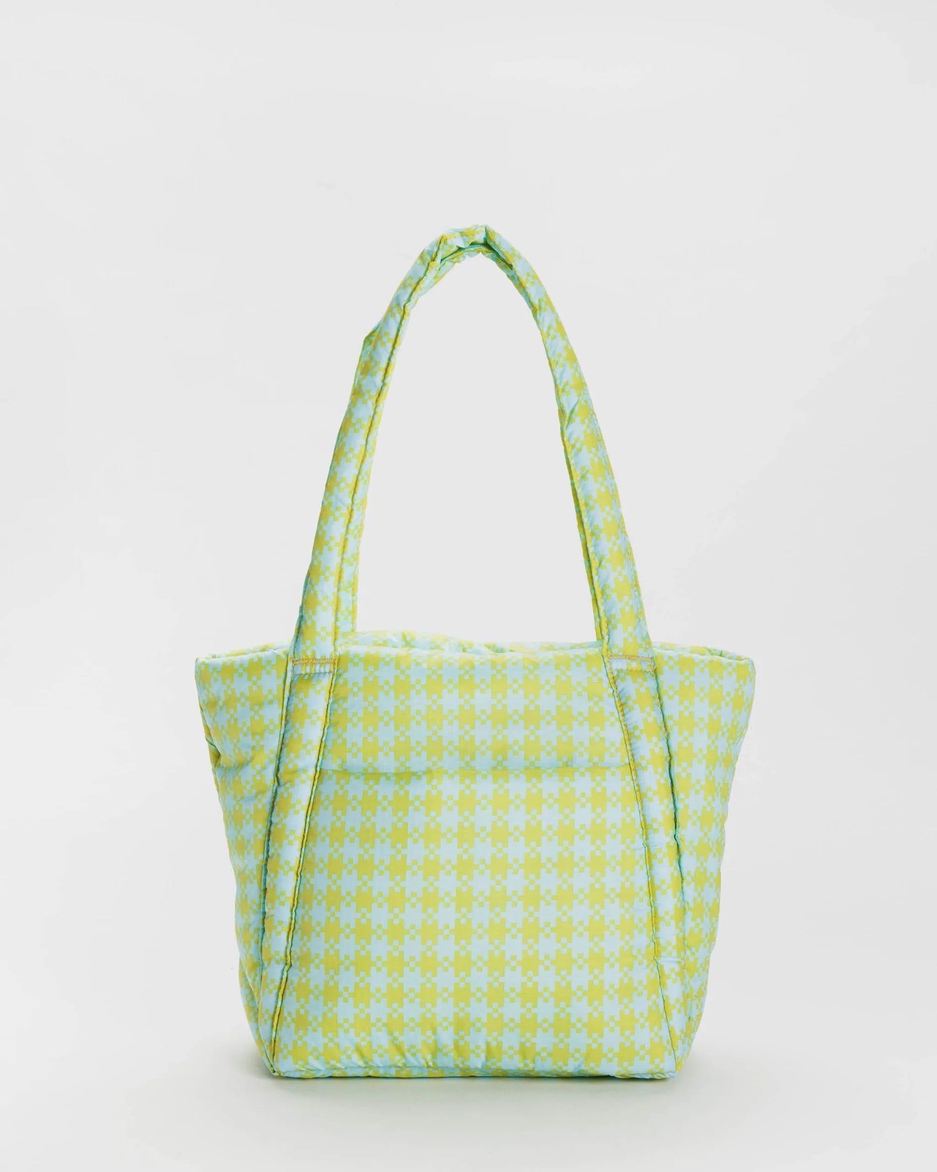 Puffy Mini Tote | Mint Pixel Gingham