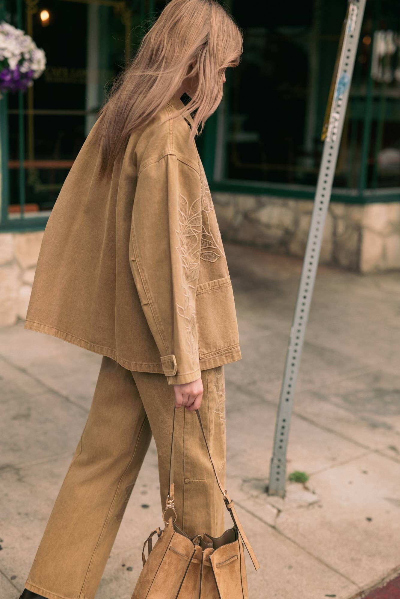 Oversized Embroidered Peony Jacket