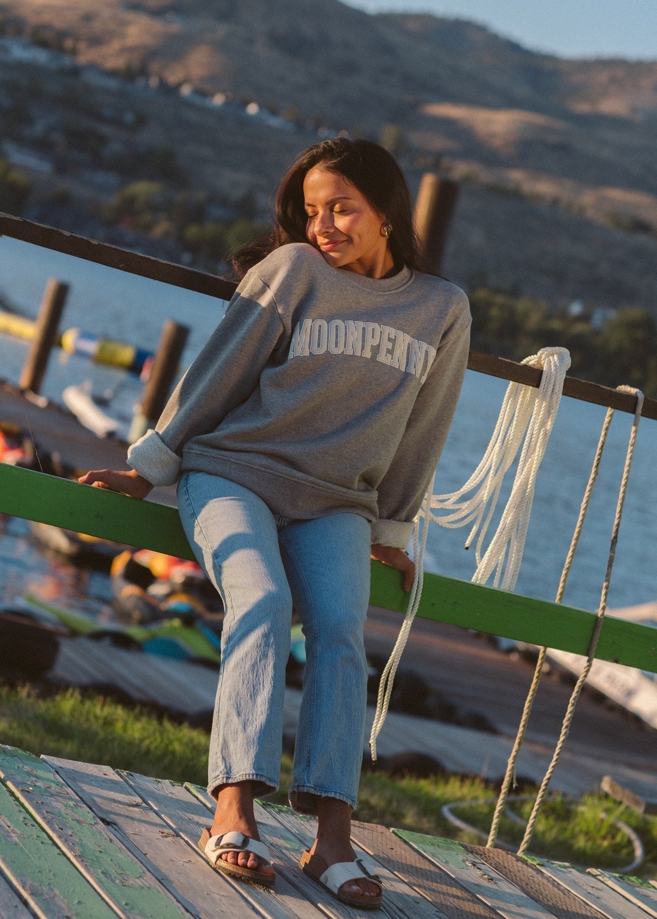 Moonpenny Collegiate Crewneck | Athletic Grey