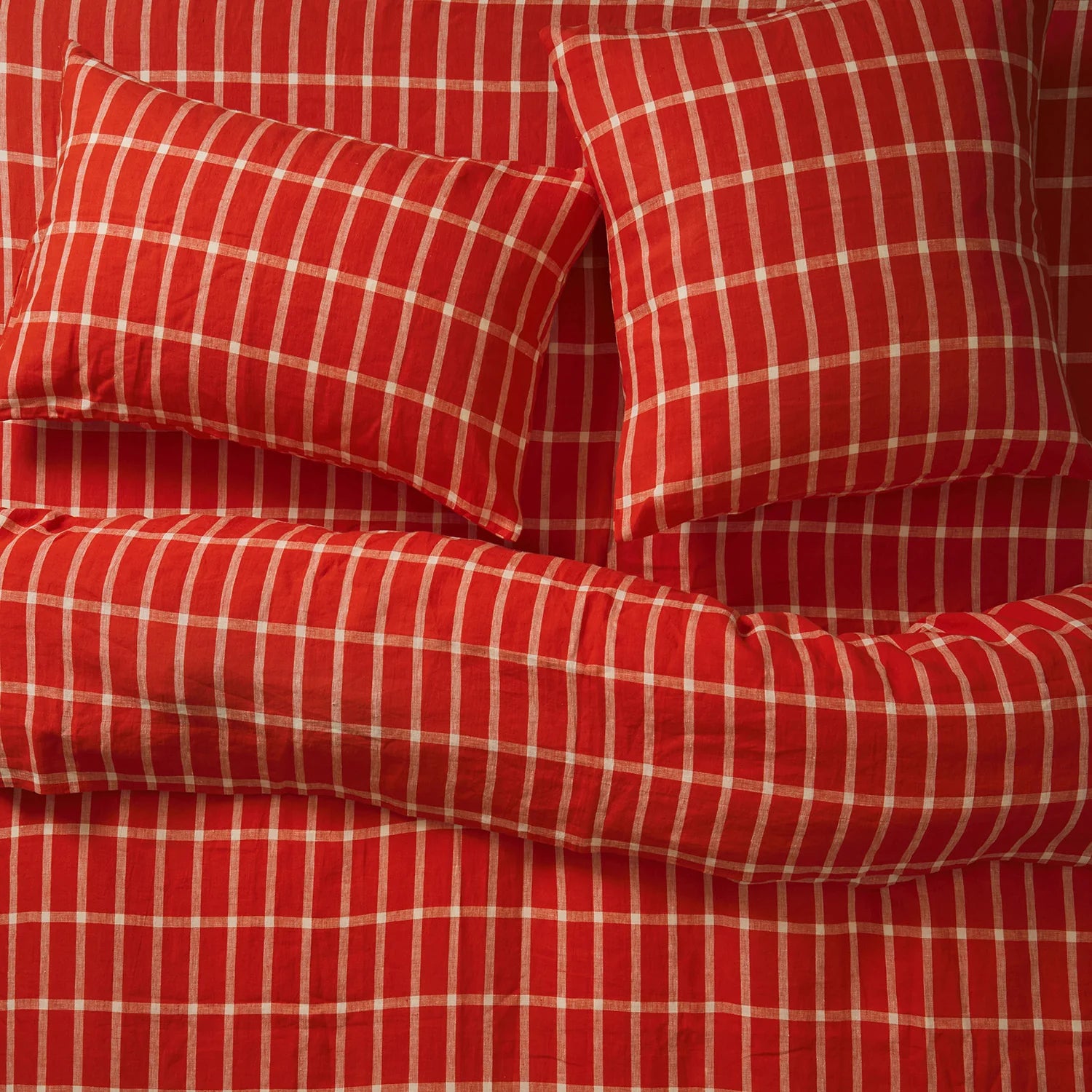Remi Linen King Duvet Cover | Scarlet