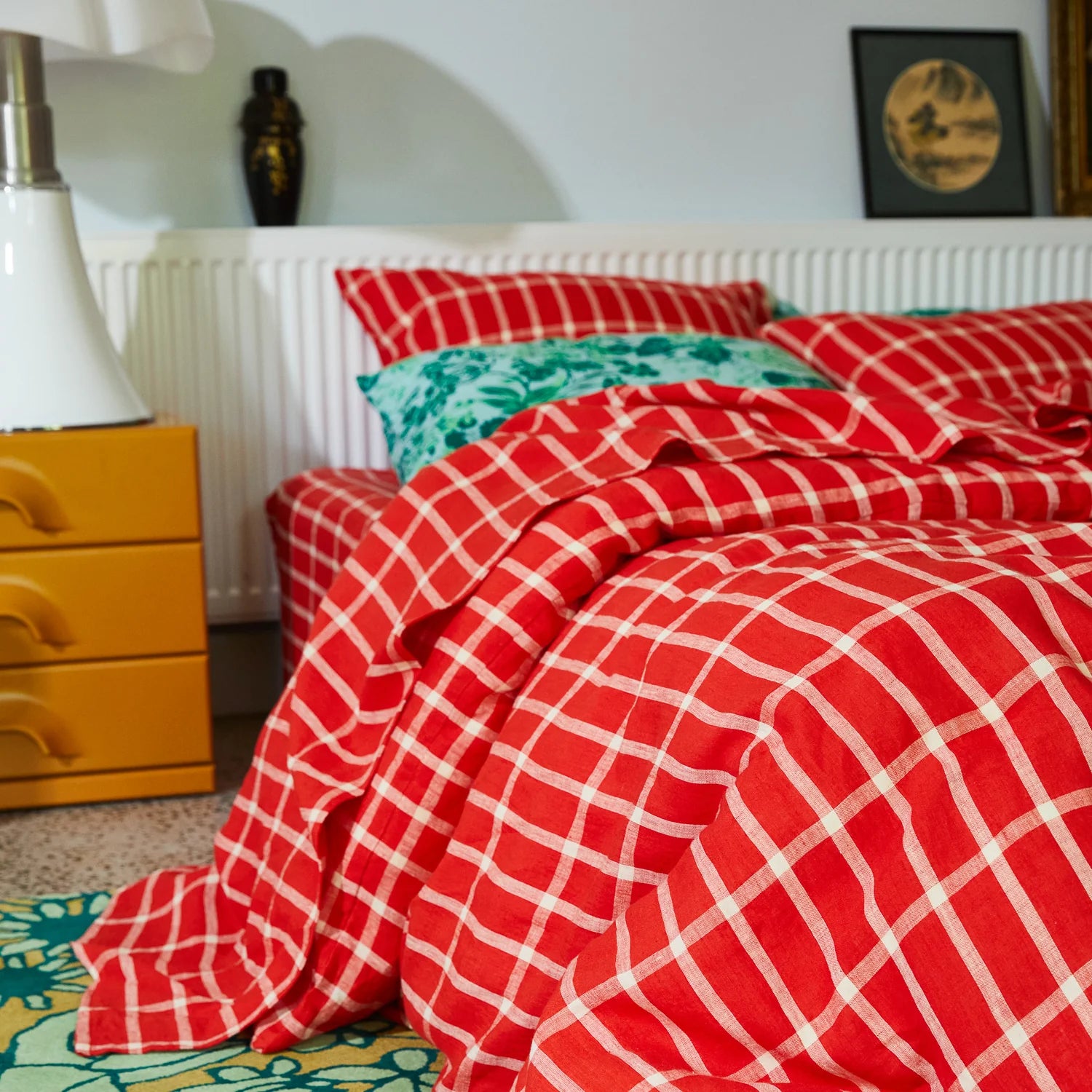 Remi Linen King Duvet Cover | Scarlet