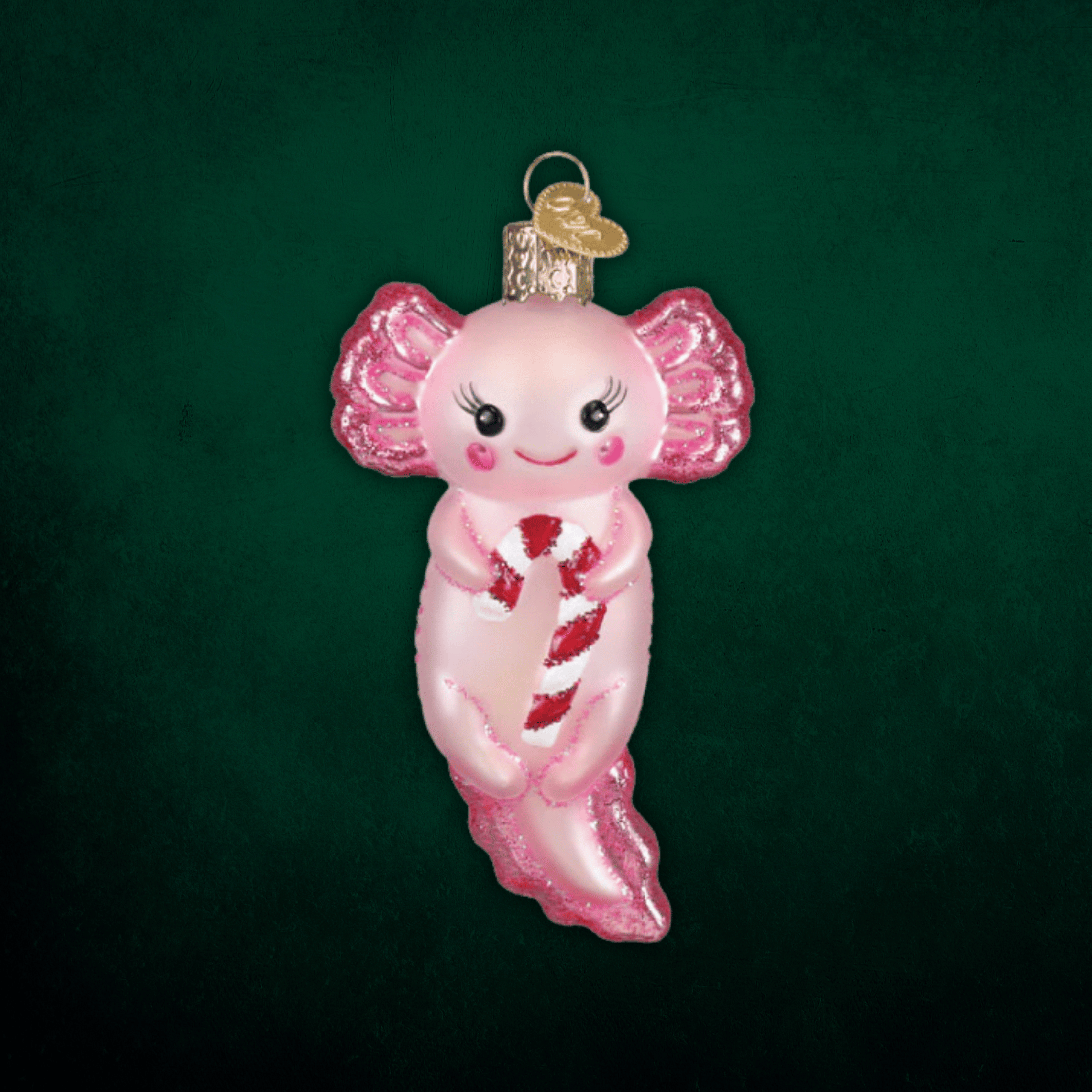 Axolotl With Candy Cane Ornament