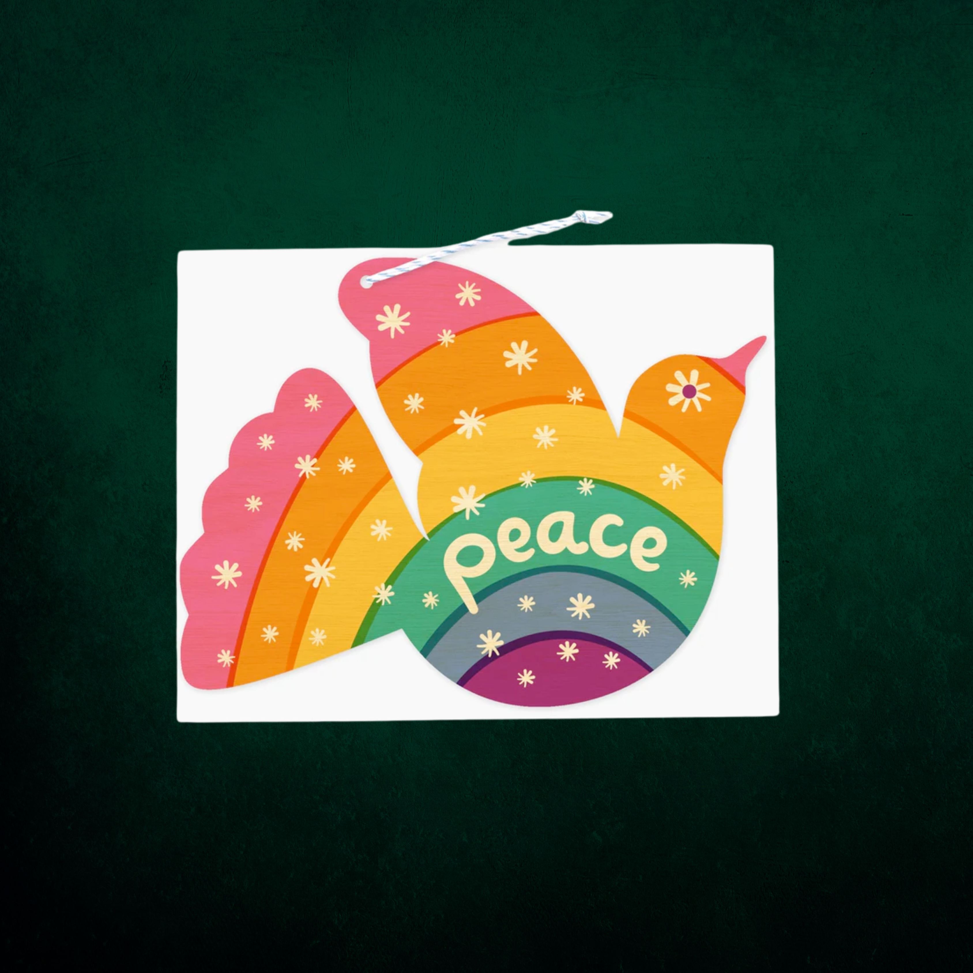 Rainbow Dove Wood Holiday Card