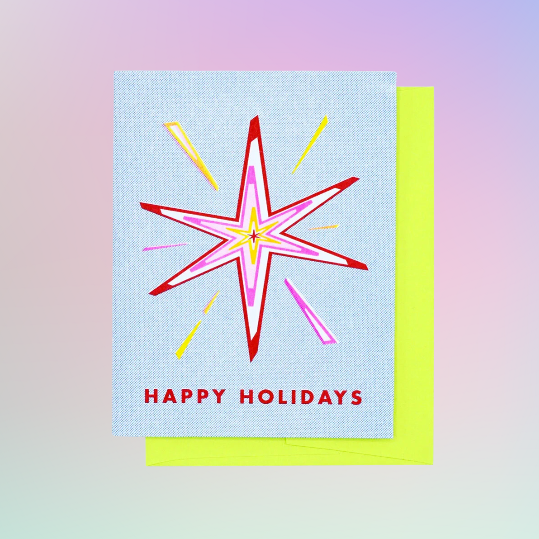 Retro Happy Holiday Star Greeting Card