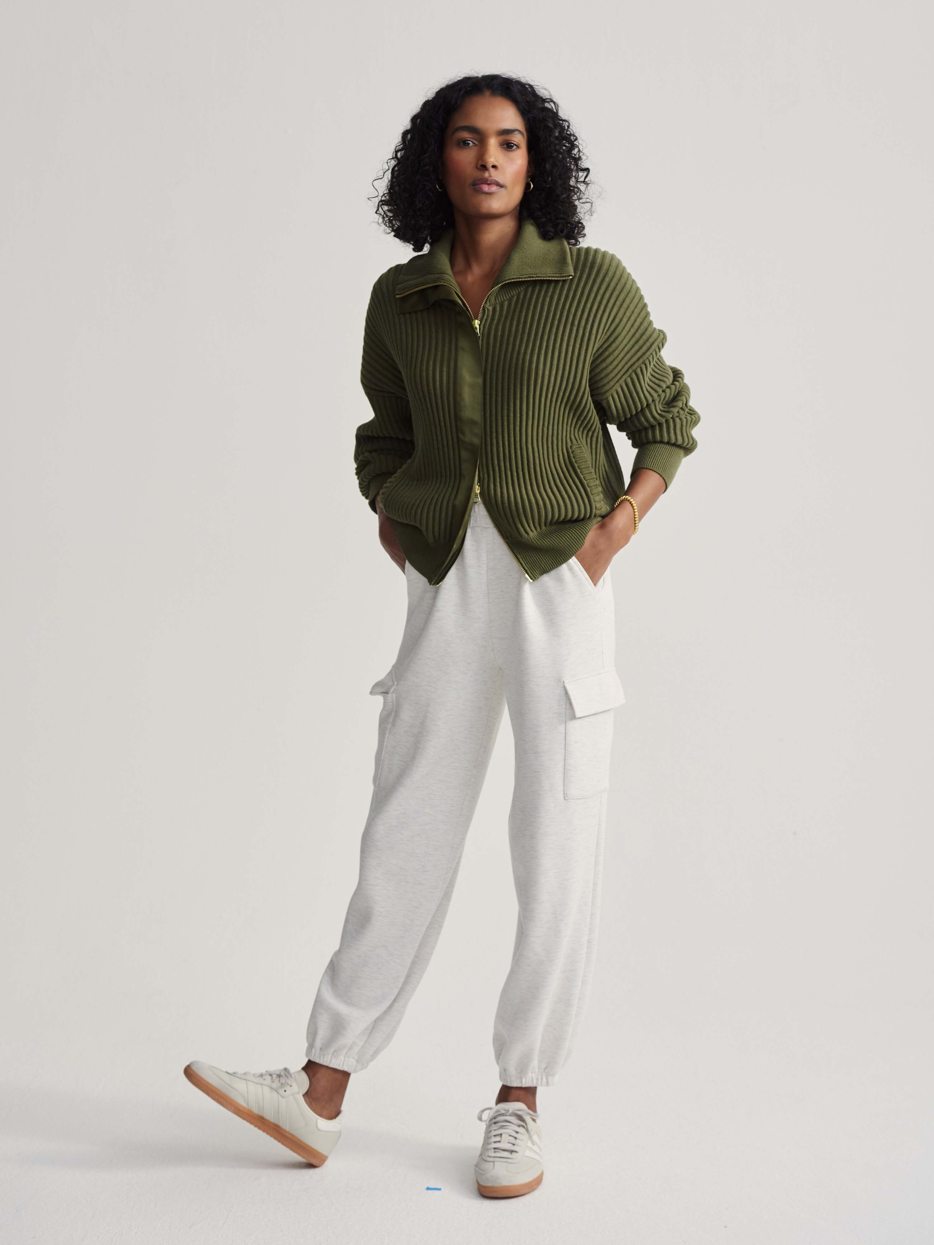 Doncaster Ottoman Knit Jacket in Winter Moss