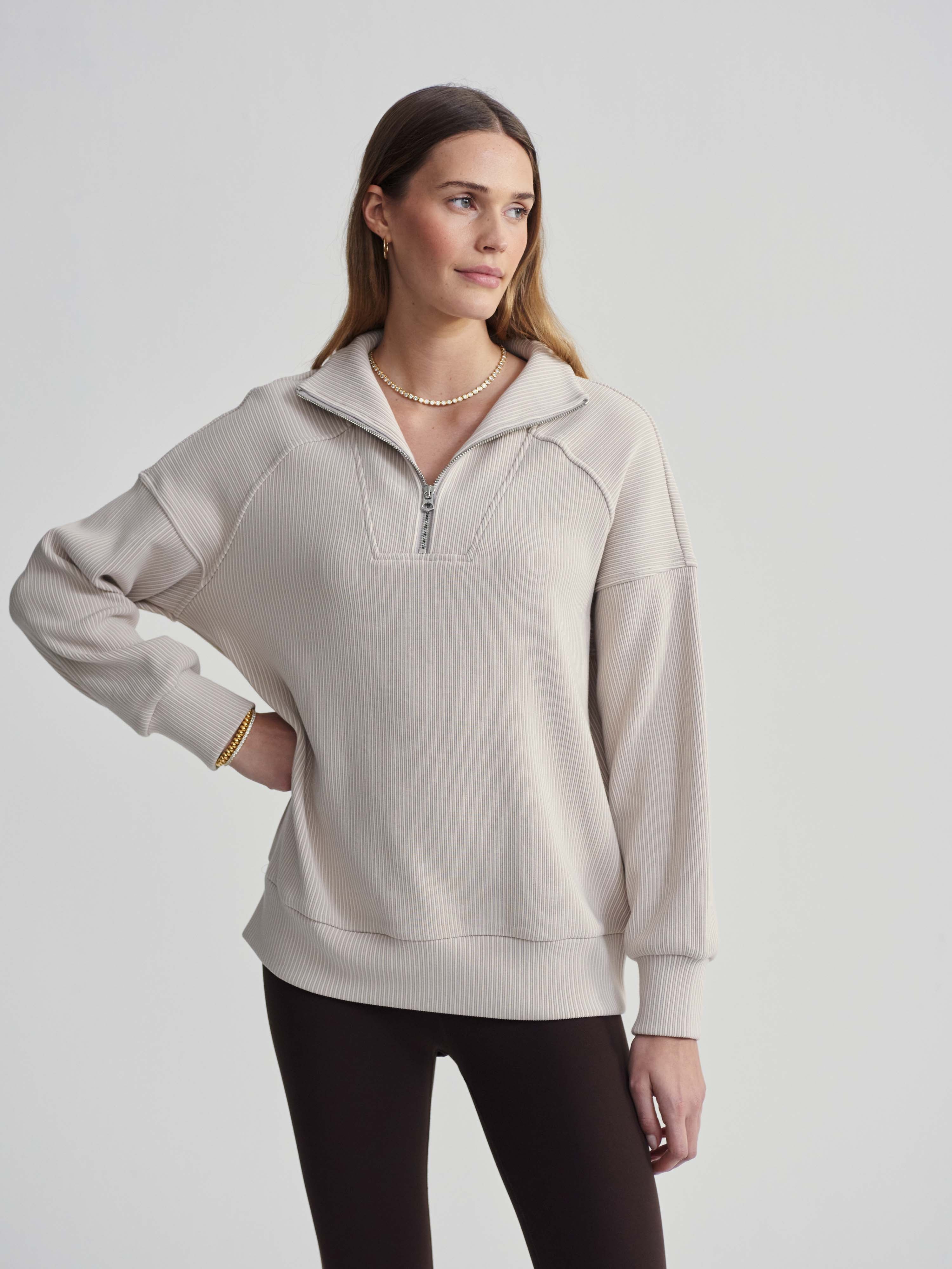 Rhea Half Zip Sweat in Chateau Grey
