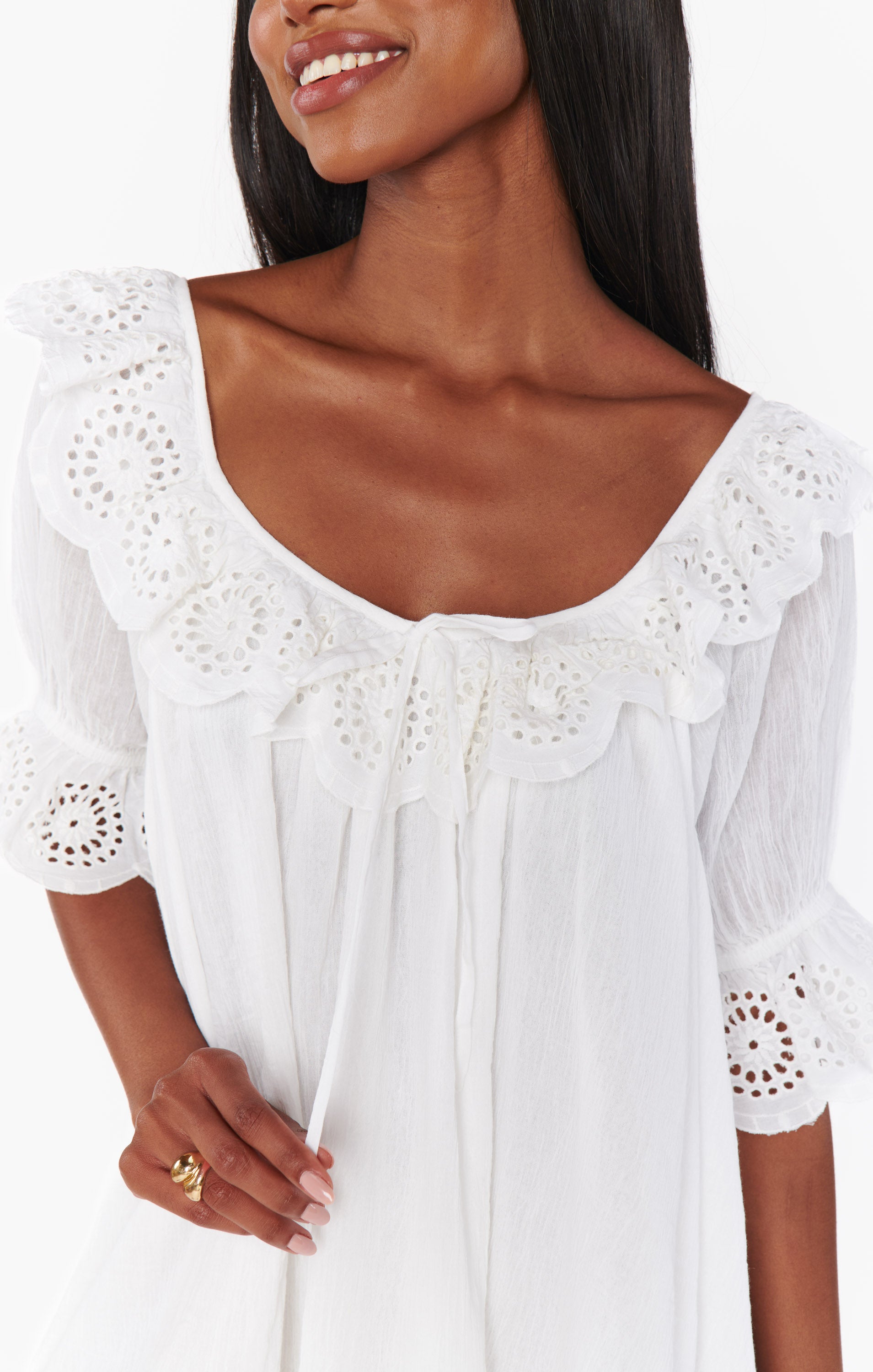 Toulouse Dress in White Eyelet